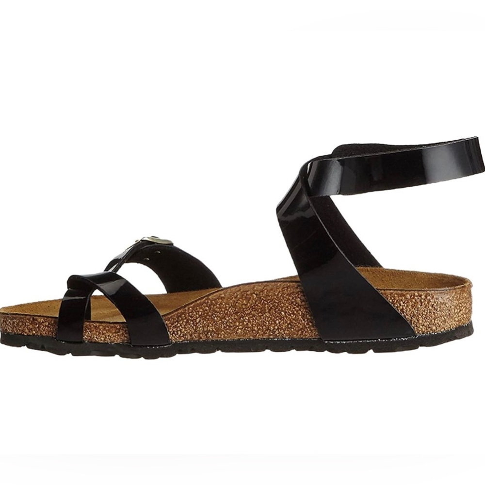 Birkenstock Women's Yara Sandals, Black Patent Gold sz. L6 M4 - Picture 4 of 5
